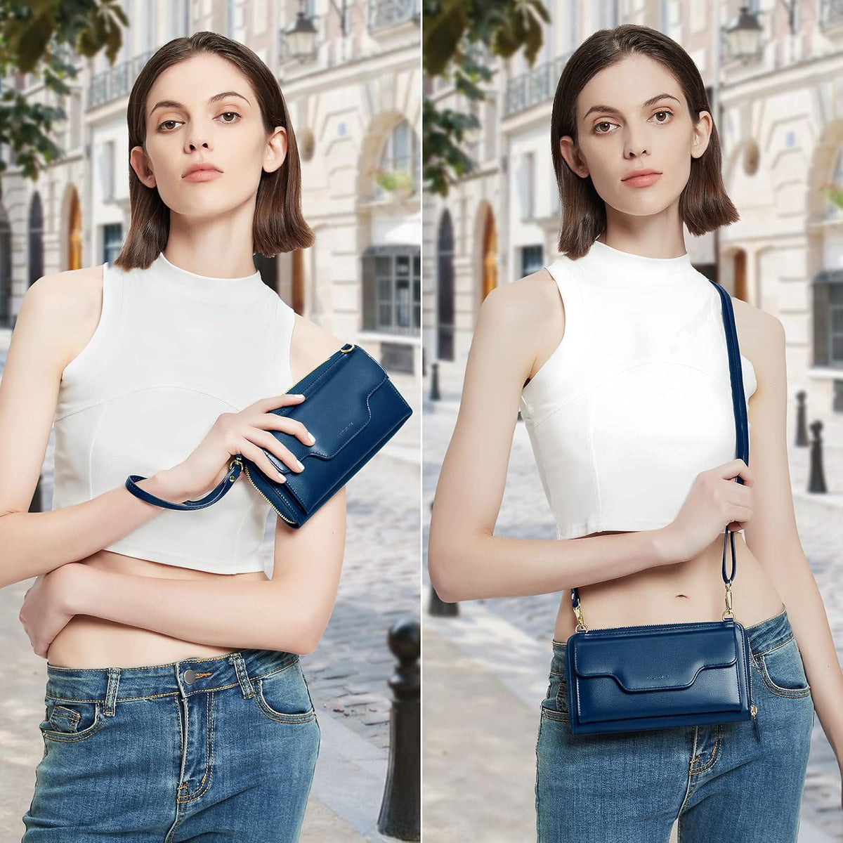 Small Purse for Women, RFID Blocking Wristlet Wallet, Crossbody Clutch with Cell Phone Pocket