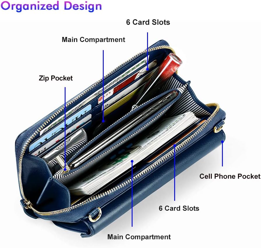 Small Purse for Women, RFID Blocking Wristlet Wallet, Crossbody Clutch with Cell Phone Pocket