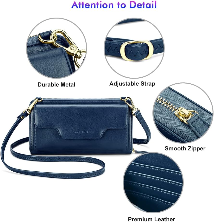 Small Purse for Women, RFID Blocking Wristlet Wallet, Crossbody Clutch with Cell Phone Pocket