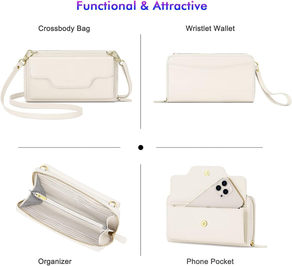 Small Purse for Women, RFID Blocking Wristlet Wallet, Crossbody Clutch with Cell Phone Pocket