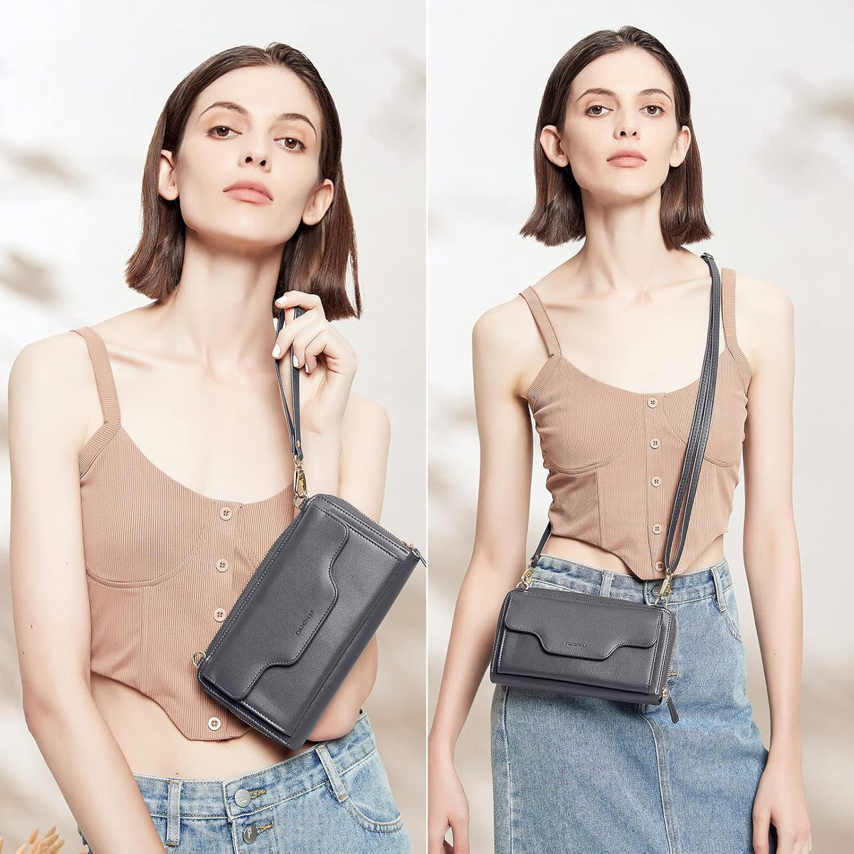 Small Purse for Women, RFID Blocking Wristlet Wallet, Crossbody Clutch with Cell Phone Pocket