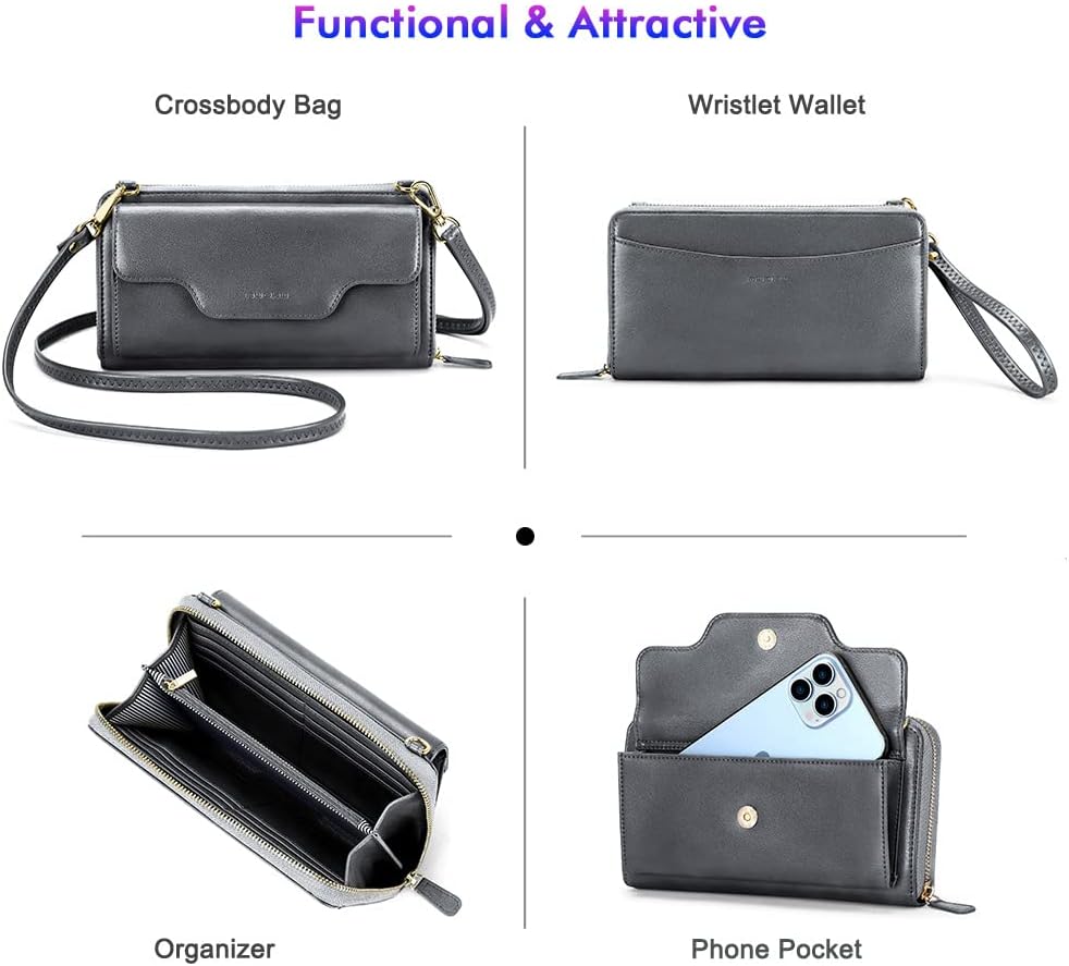 Small Purse for Women, RFID Blocking Wristlet Wallet, Crossbody Clutch with Cell Phone Pocket