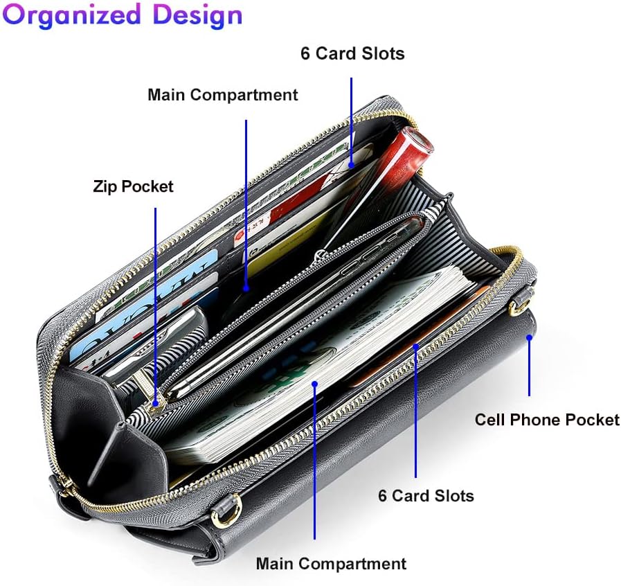 Small Purse for Women, RFID Blocking Wristlet Wallet, Crossbody Clutch with Cell Phone Pocket
