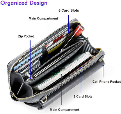 Small Purse for Women, RFID Blocking Wristlet Wallet, Crossbody Clutch with Cell Phone Pocket