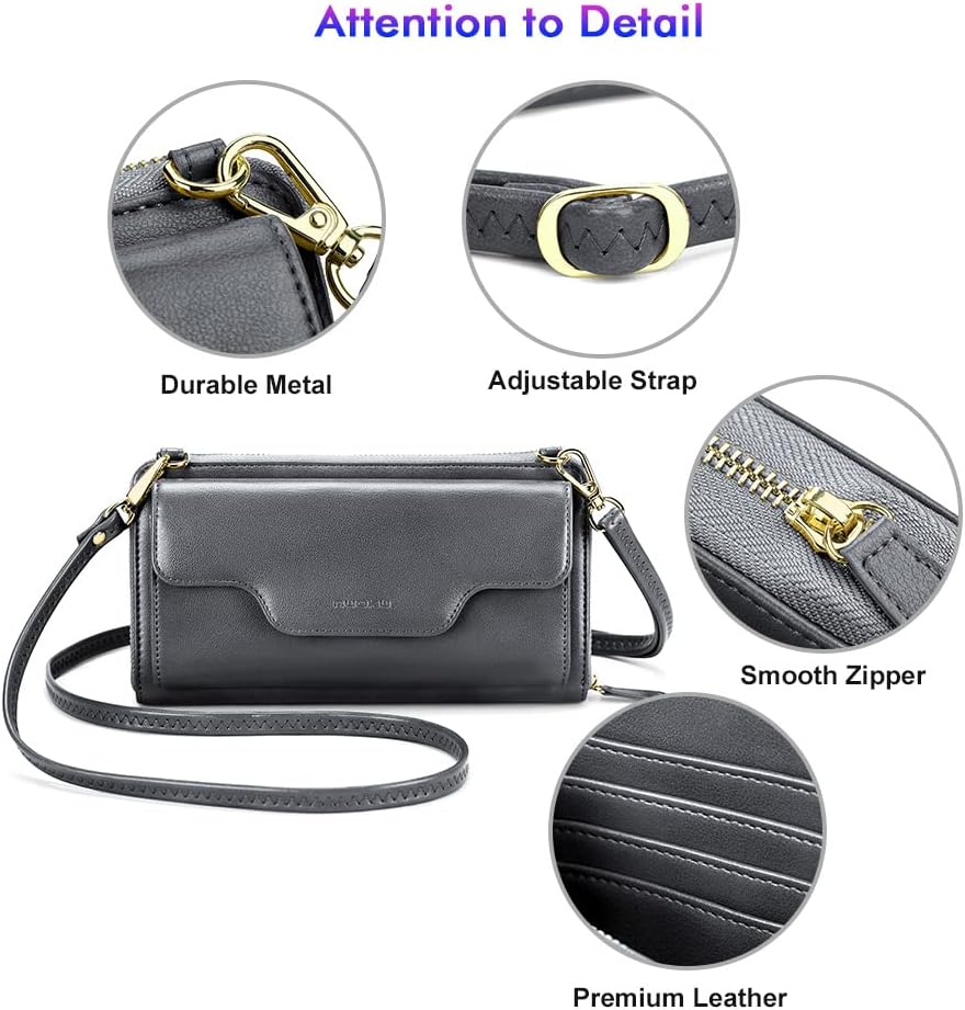 Small Purse for Women, RFID Blocking Wristlet Wallet, Crossbody Clutch with Cell Phone Pocket