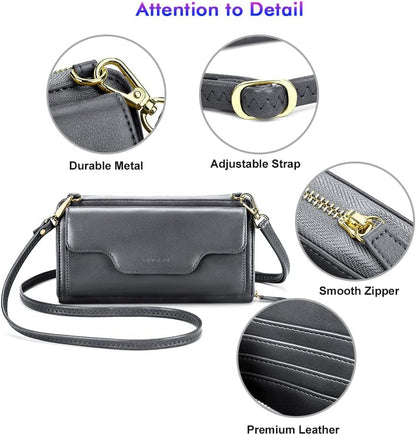 Small Purse for Women, RFID Blocking Wristlet Wallet, Crossbody Clutch with Cell Phone Pocket