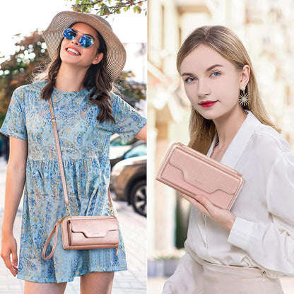 Small Purse for Women, RFID Blocking Wristlet Wallet, Crossbody Clutch with Cell Phone Pocket