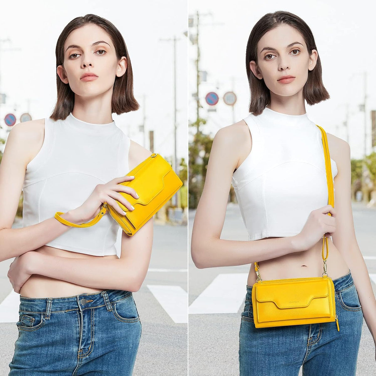 Small Purse for Women, RFID Blocking Wristlet Wallet, Crossbody Clutch with Cell Phone Pocket