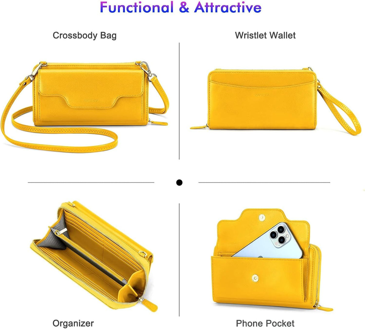Small Purse for Women, RFID Blocking Wristlet Wallet, Crossbody Clutch with Cell Phone Pocket