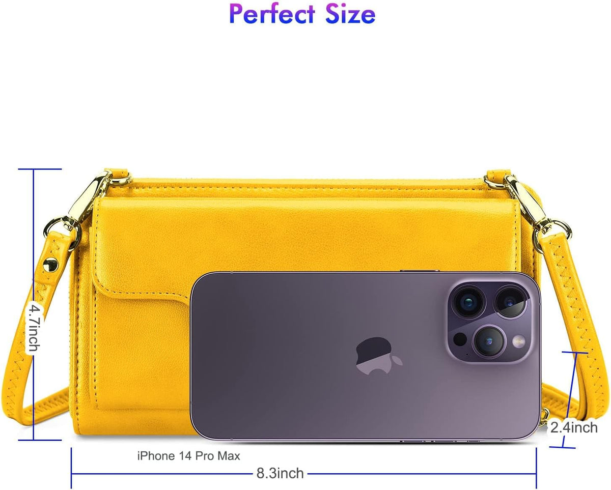 Small Purse for Women, RFID Blocking Wristlet Wallet, Crossbody Clutch with Cell Phone Pocket