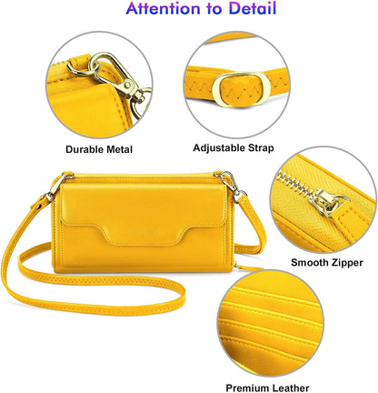 Small Purse for Women, RFID Blocking Wristlet Wallet, Crossbody Clutch with Cell Phone Pocket