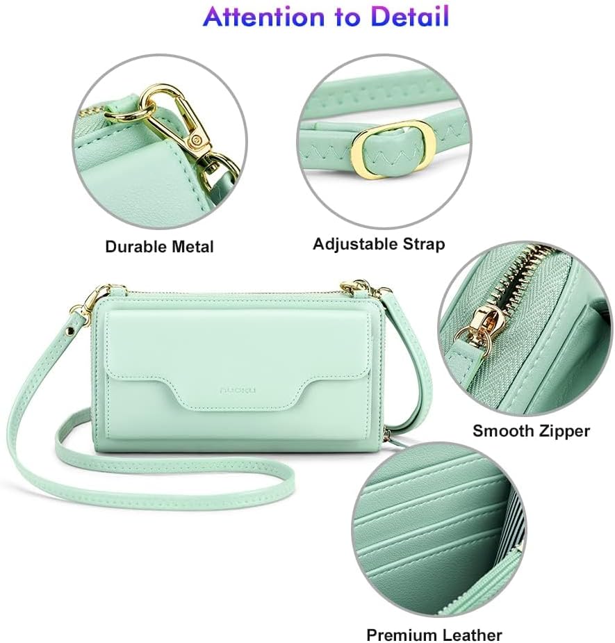 Small Purse for Women, RFID Blocking Wristlet Wallet, Crossbody Clutch with Cell Phone Pocket