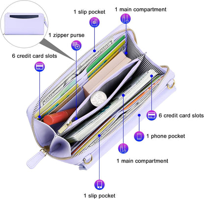 Small Purse for Women, RFID Blocking Wristlet Wallet, Crossbody Clutch with Cell Phone Pocket