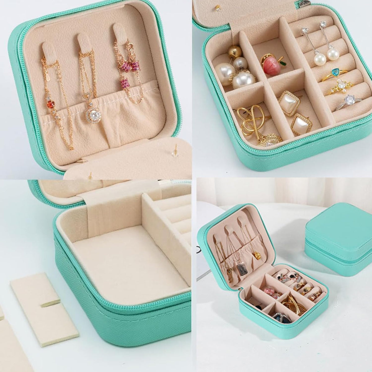 Travel Jewelry Case 2 Pack Mini Travel jewelry Box Portable Organizer Women Girls Gift Box for Rings Earrings Necklaces Bracelets