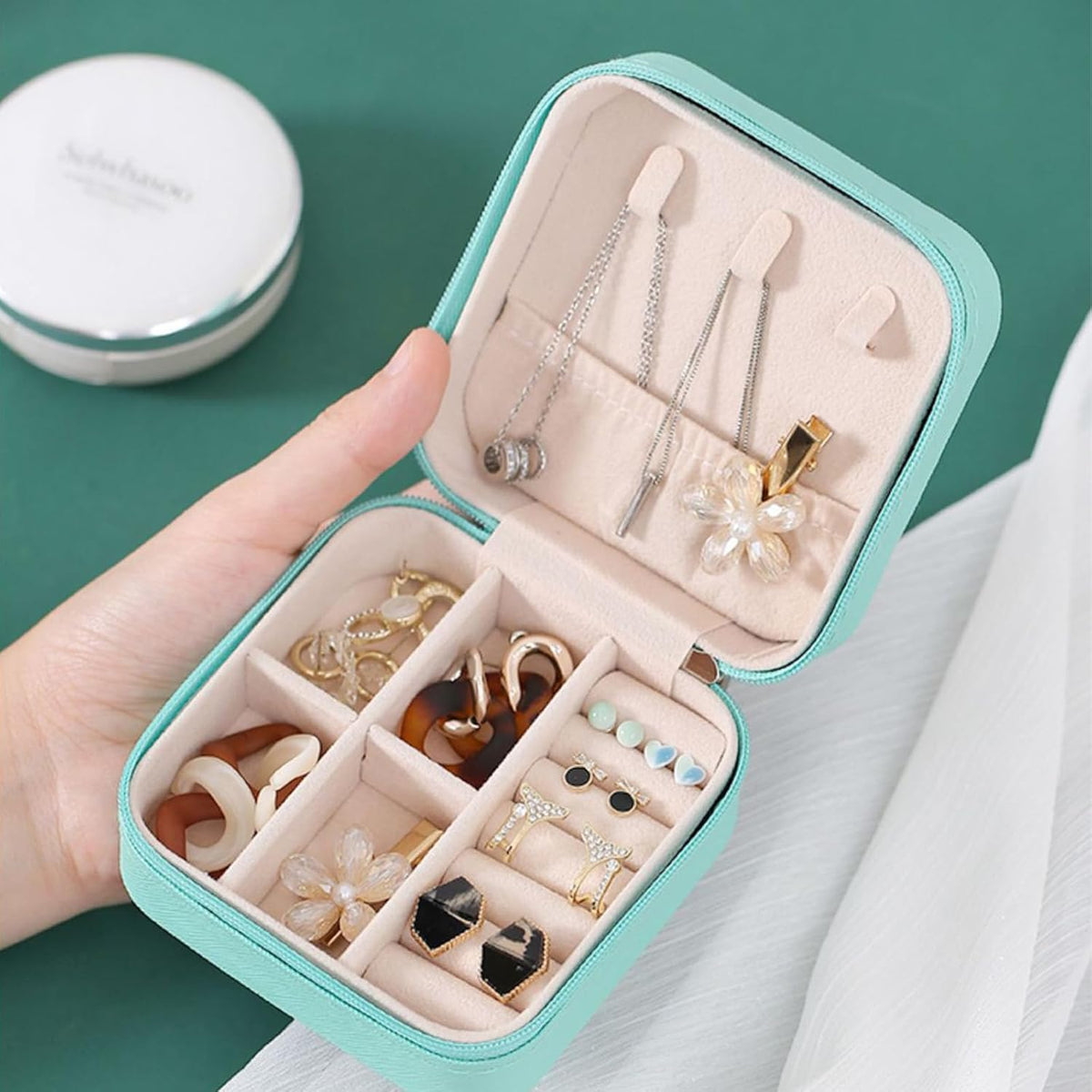 Travel Jewelry Case 2 Pack Mini Travel jewelry Box Portable Organizer Women Girls Gift Box for Rings Earrings Necklaces Bracelets
