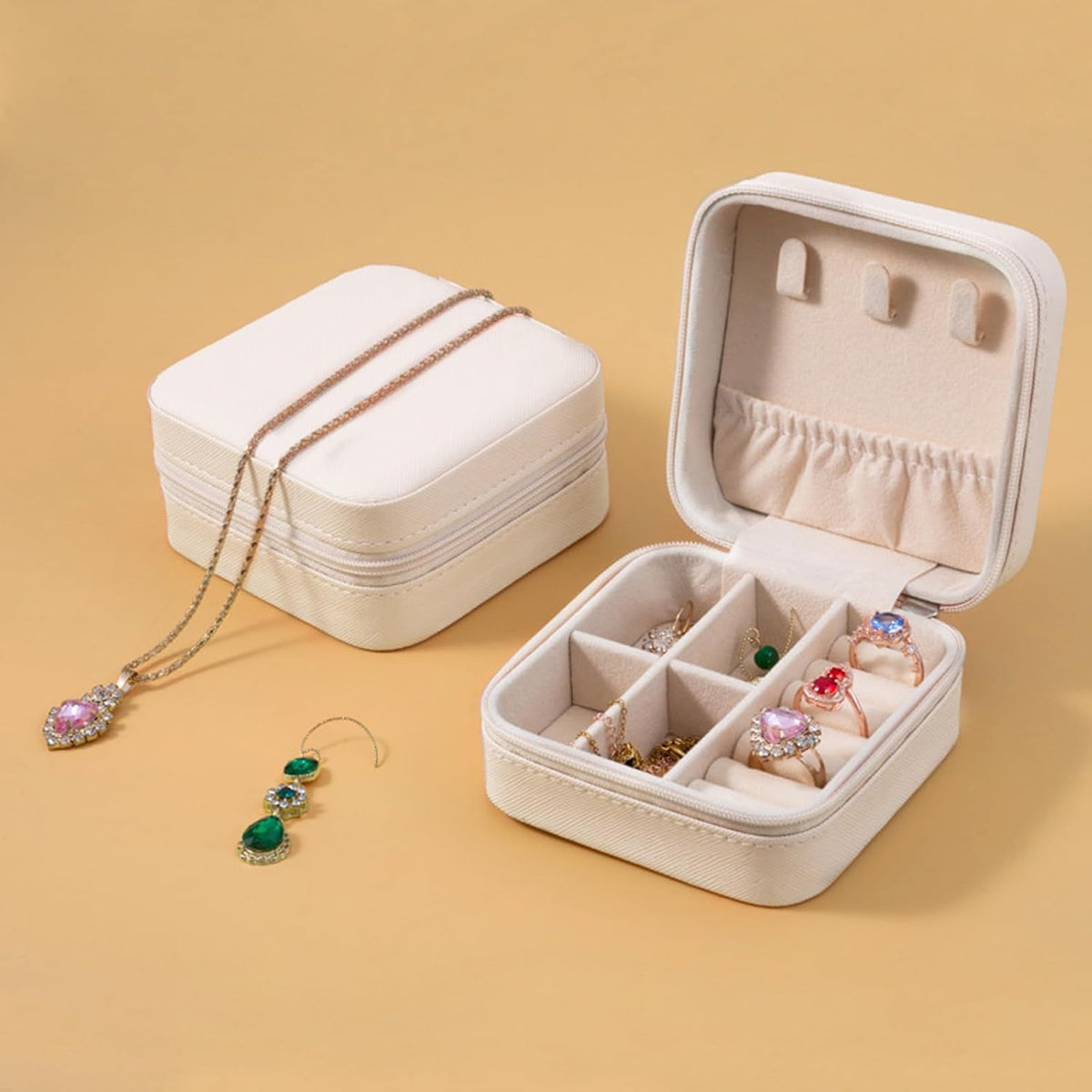Travel Jewelry Case 2 Pack Mini Travel jewelry Box Portable Organizer Women Girls Gift Box for Rings Earrings Necklaces Bracelets