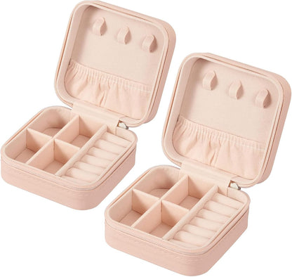 Travel Jewelry Case 2 Pack Mini Travel jewelry Box Portable Organizer Women Girls Gift Box for Rings Earrings Necklaces Bracelets