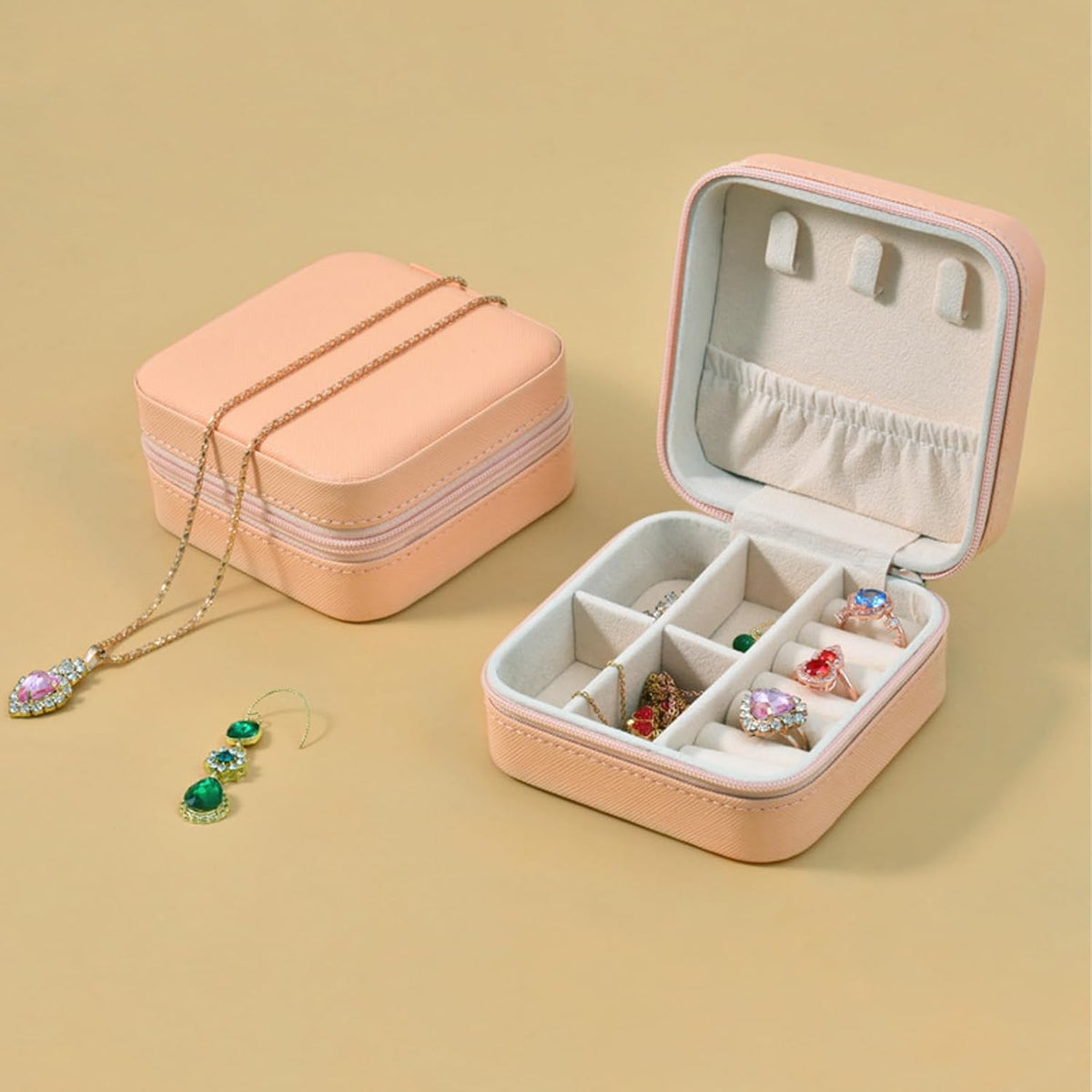 Travel Jewelry Case 2 Pack Mini Travel jewelry Box Portable Organizer Women Girls Gift Box for Rings Earrings Necklaces Bracelets