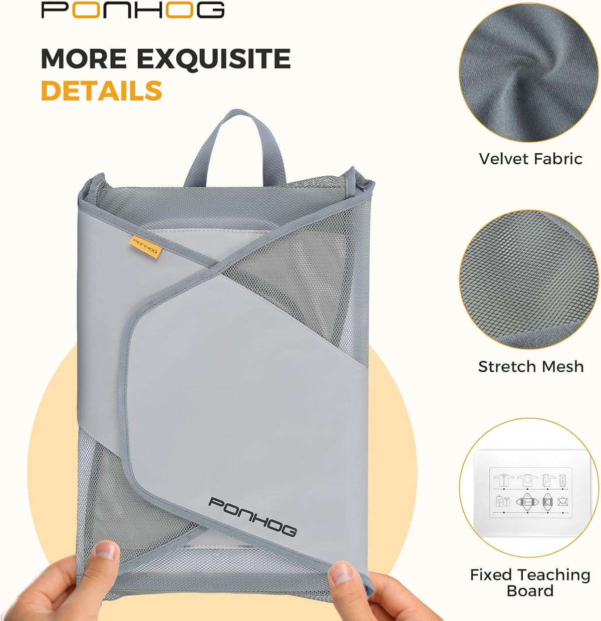 Garment Folder - Original Garment Packing Folder Premium Travel Garment Bag Foldable Clothes Shirt Bags Luggage Accessory with Wrinkle-Free Folding Board and Compression Wings Grey