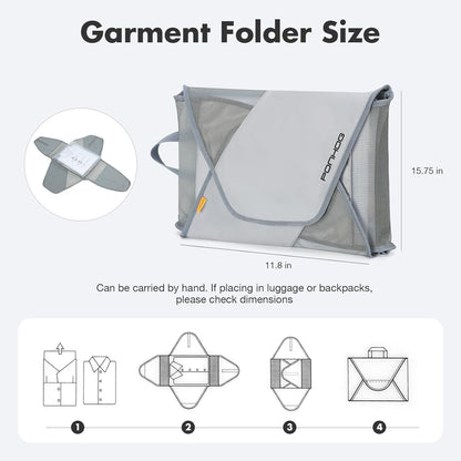 Garment Folder - Original Garment Packing Folder Premium Travel Garment Bag Foldable Clothes Shirt Bags Luggage Accessory with Wrinkle-Free Folding Board and Compression Wings Grey