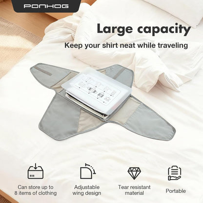 Garment Folder - Original Garment Packing Folder Premium Travel Garment Bag Foldable Clothes Shirt Bags Luggage Accessory with Wrinkle-Free Folding Board and Compression Wings Grey