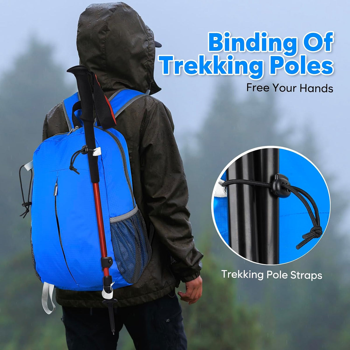 15L Lightweight Packable Hiking Daypack, Water Resistant Foldable Daypack for Travel Outdoor, Ultra Backpack for Men Women (Blue)