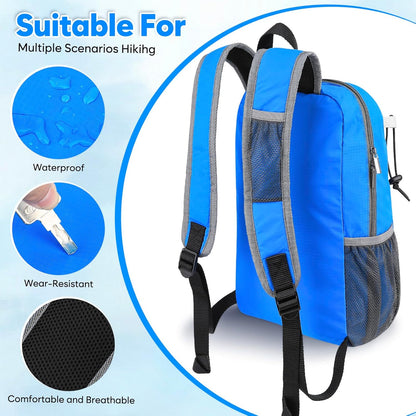 15L Lightweight Packable Hiking Daypack, Water Resistant Foldable Daypack for Travel Outdoor, Ultra Backpack for Men Women (Blue)