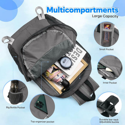 15L Lightweight Packable Hiking Daypack, Water Resistant Foldable Daypack for Travel Outdoor, Ultra Backpack for Men Women (Blue)