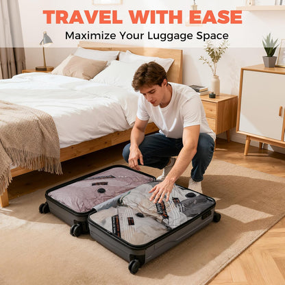 24 Combo Travel Vacuum Bags with Cordless Rechargeable Pump, Portable Space Saver Compression Bag for Clothing, Vacuum Seal Packing Bags for Home Clothing Luggage Organizer Travel Essentials