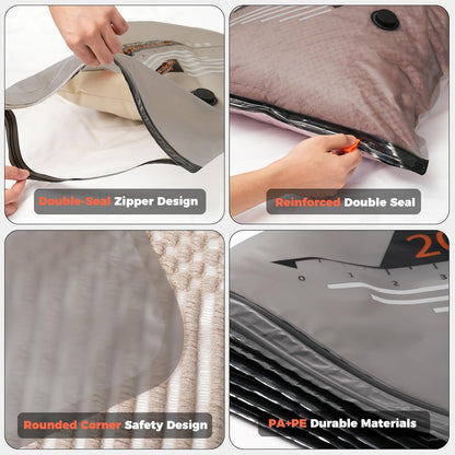 24 Combo Travel Vacuum Bags with Cordless Rechargeable Pump, Portable Space Saver Compression Bag for Clothing, Vacuum Seal Packing Bags for Home Clothing Luggage Organizer Travel Essentials