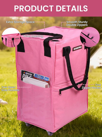 Large Rolling Grocery Bag, 36-Gallon Tote with 5 Wheels, 110 lbs Capacity, Dual Carry, Wide Zipper & Extra Storage for Shopping, Laundry & Moving