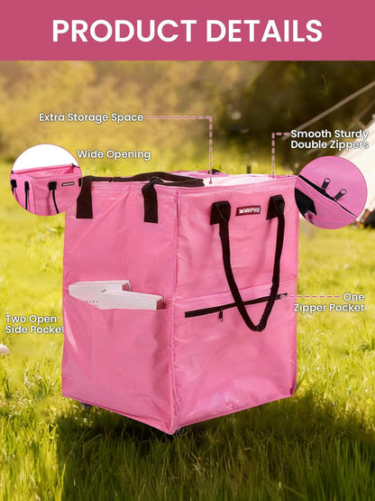 Large Rolling Grocery Bag, 36-Gallon Tote with 5 Wheels, 110 lbs Capacity, Dual Carry, Wide Zipper & Extra Storage for Shopping, Laundry & Moving