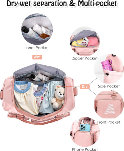Duffel Bag for Girls Women, Birthday Gifts for Girls Kid Teen Adult, Initial Sport Duffel Bag for Travel, Gym, Dance, Weekender, Overnight, with Shoe Compartment & Water Resistant