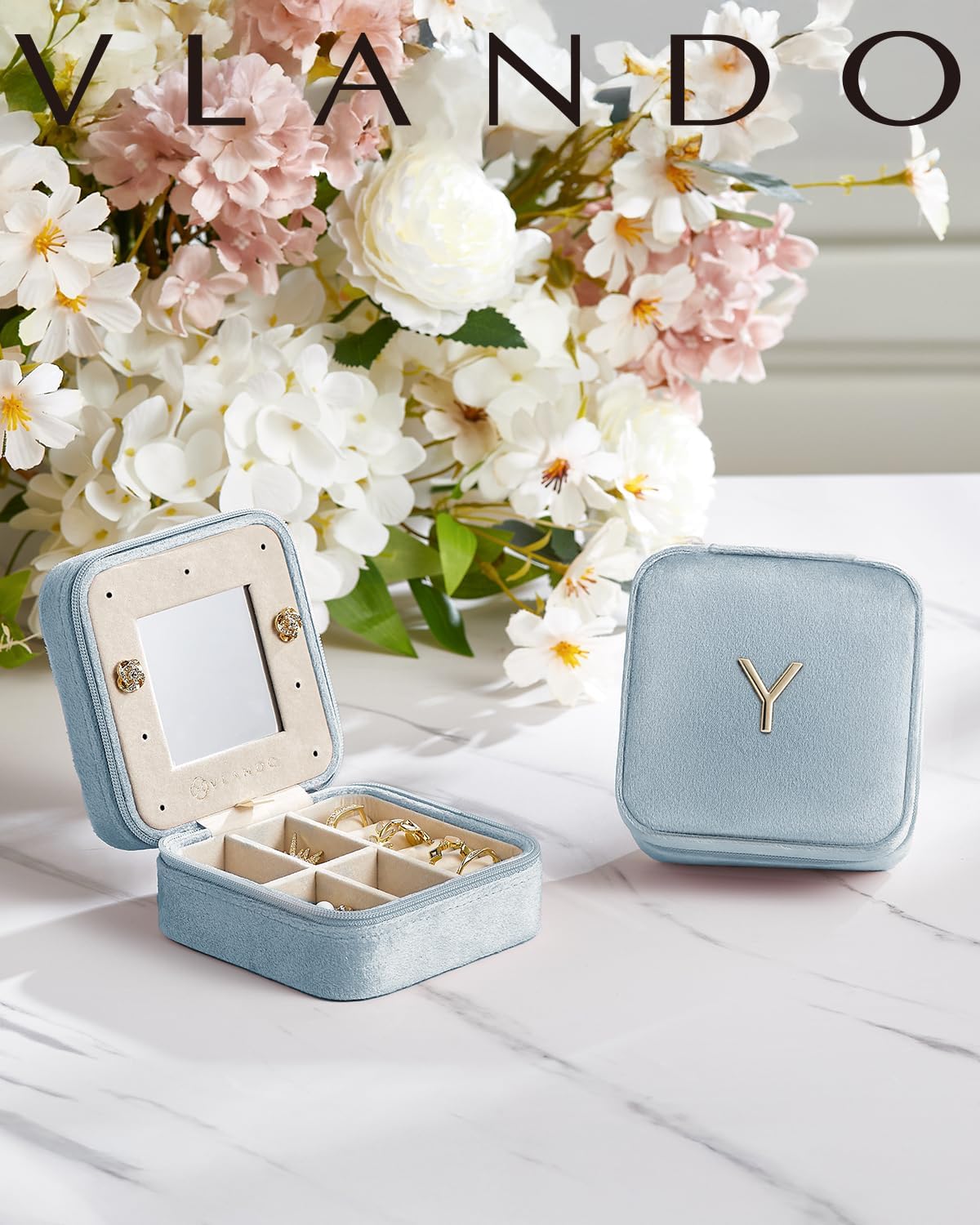 Travel Jewelry Organizer for Women - Necklace, Earring & Ring Organizer - Blue