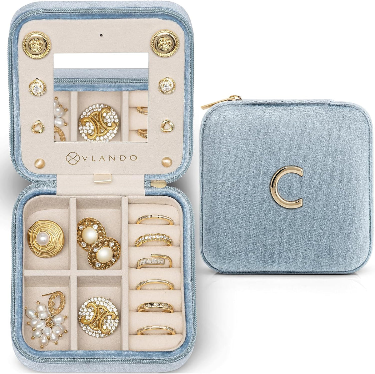 Travel Jewelry Organizer for Women - Necklace, Earring & Ring Organizer - Blue