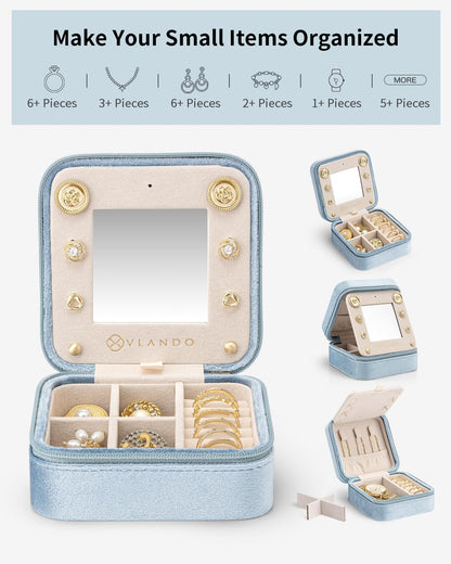 Travel Jewelry Organizer for Women - Necklace, Earring & Ring Organizer - Blue