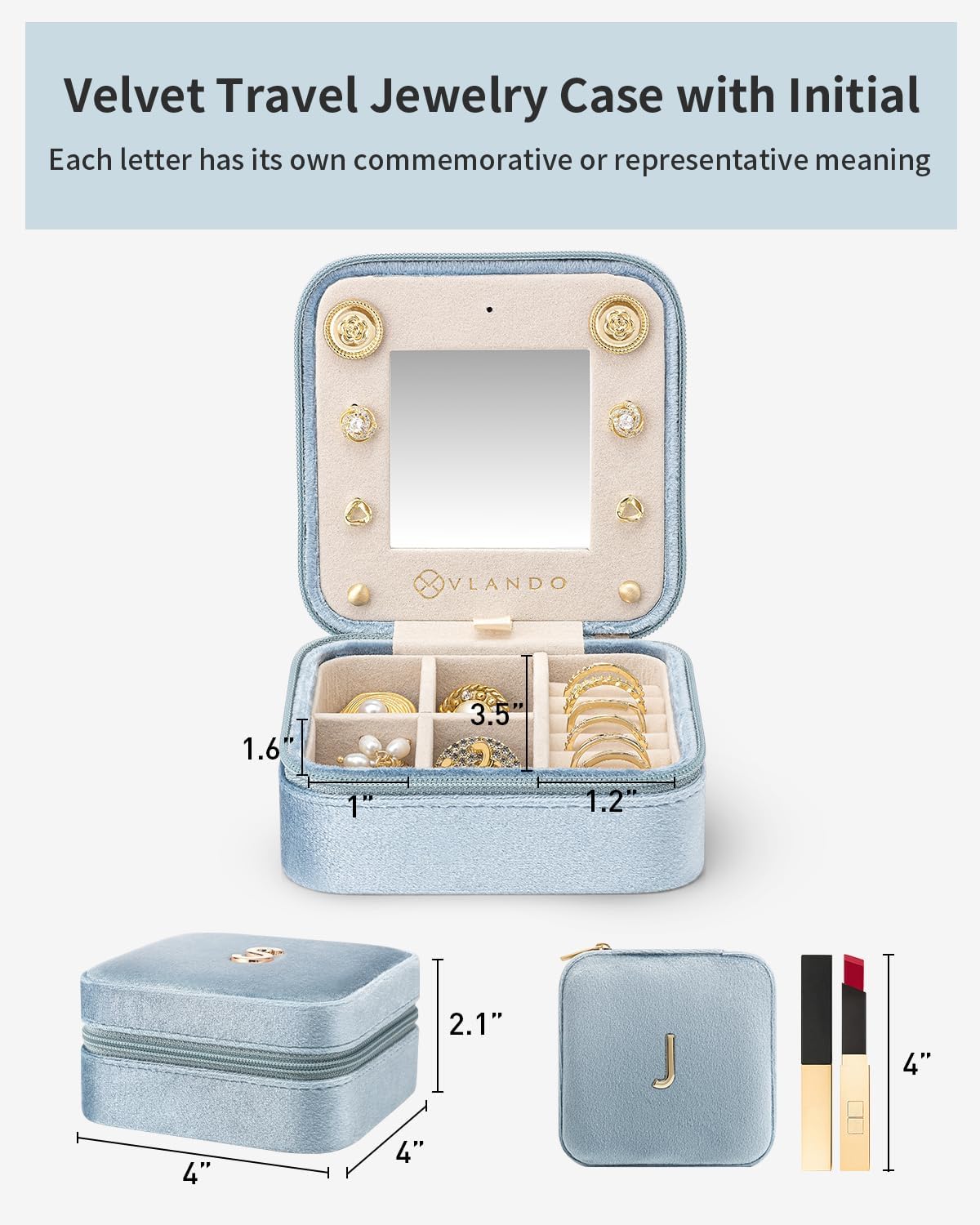 Travel Jewelry Organizer for Women - Necklace, Earring & Ring Organizer - Blue