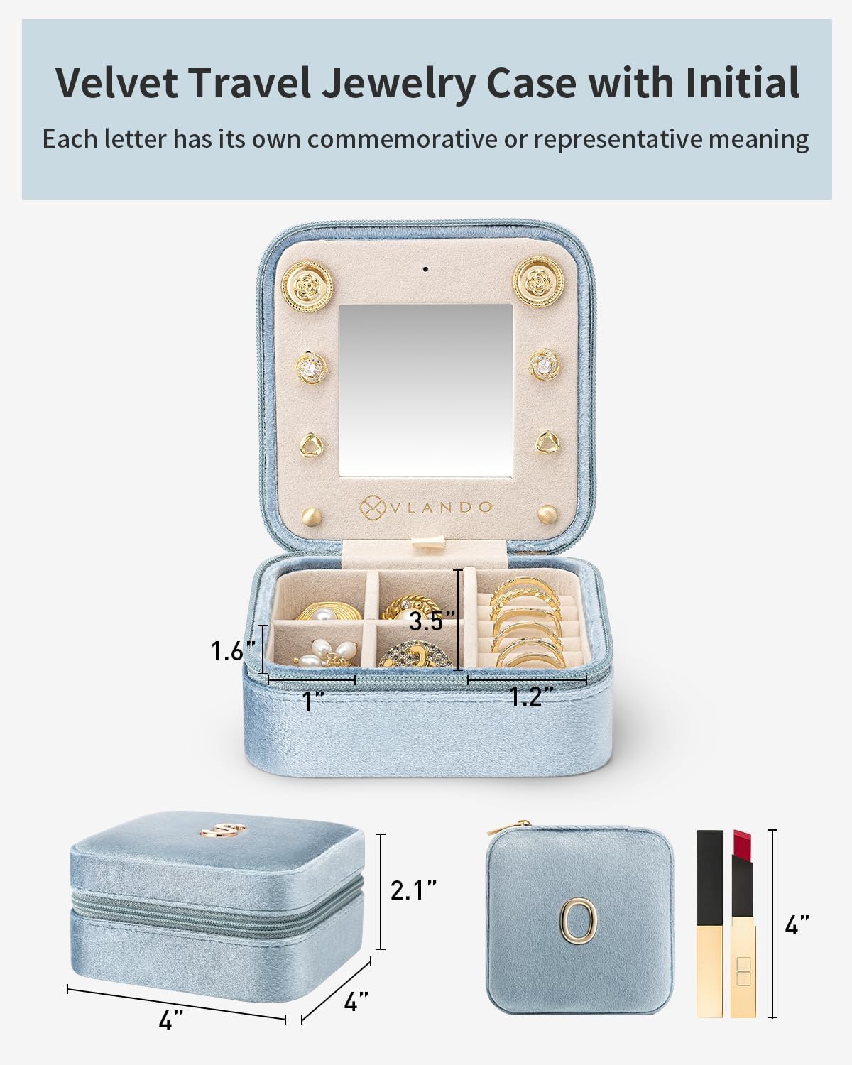 Travel Jewelry Organizer for Women - Necklace, Earring & Ring Organizer - Blue