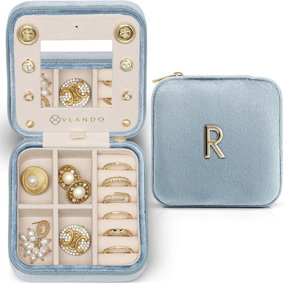 Travel Jewelry Organizer for Women - Necklace, Earring & Ring Organizer - Blue