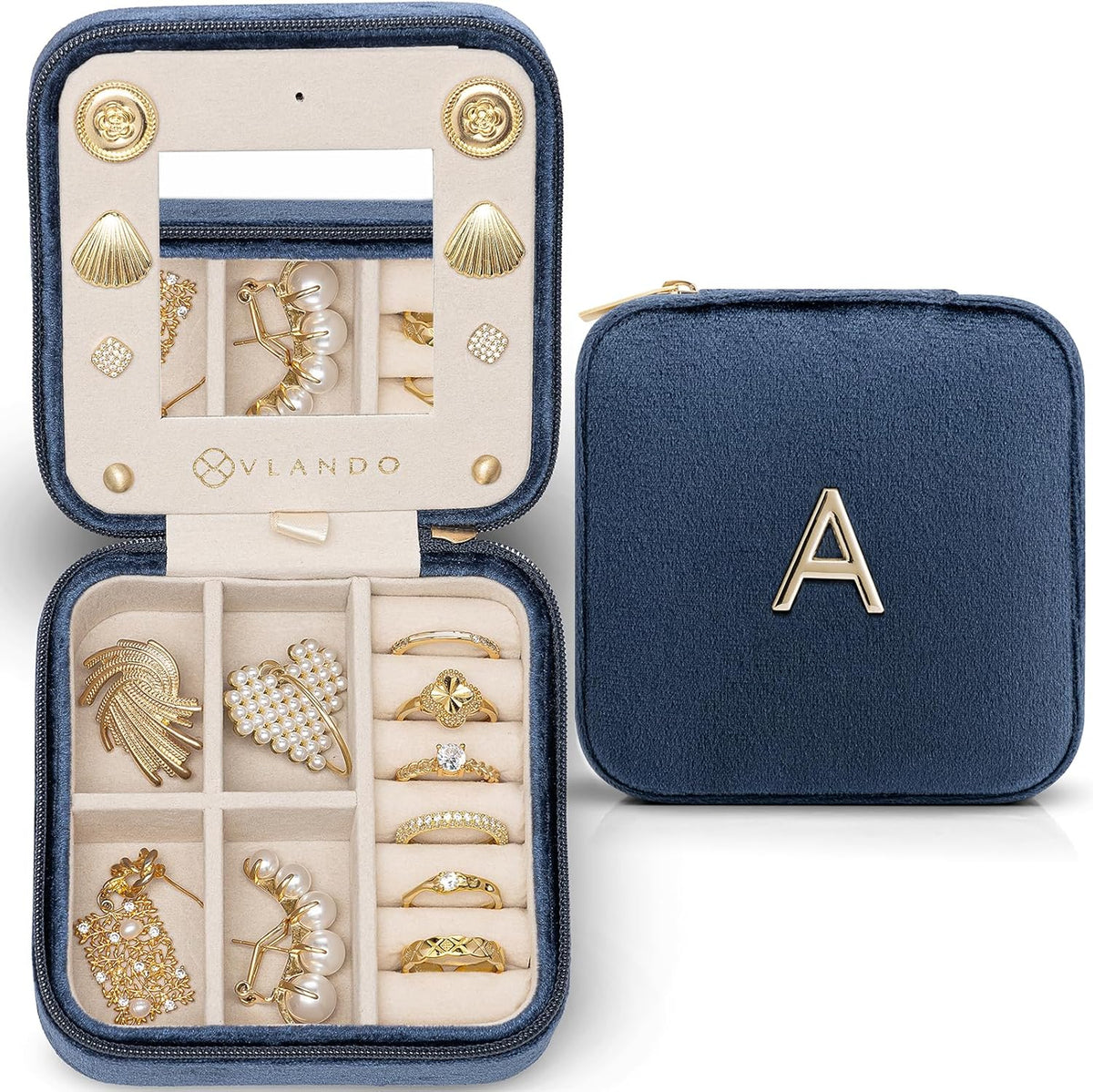 Travel Jewelry Organizer for Women - Necklace, Earring & Ring Organizer - Blue