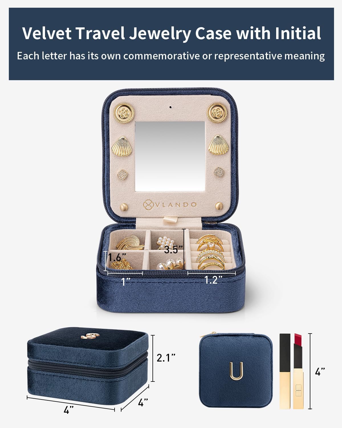 Travel Jewelry Organizer for Women - Necklace, Earring & Ring Organizer - Blue