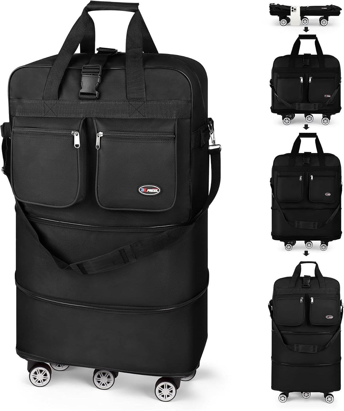 30''36''40''Rolling Duffle Bag with Wheels,Expandable Duffle Bag for Travel for Men Women,Foldable#40''Grey