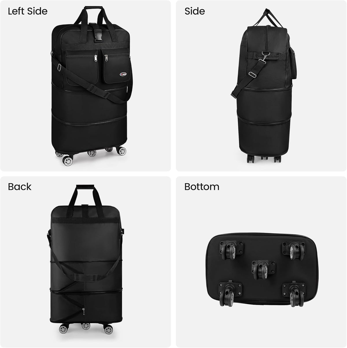 30''36''40''Rolling Duffle Bag with Wheels,Expandable Duffle Bag for Travel for Men Women,Foldable#40''Grey