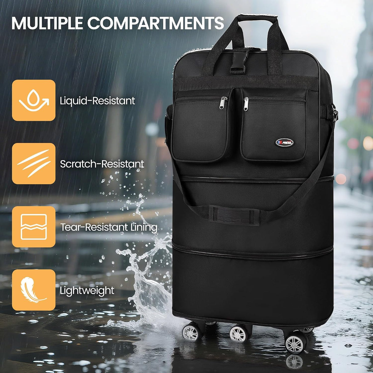 30''36''40''Rolling Duffle Bag with Wheels,Expandable Duffle Bag for Travel for Men Women,Foldable#40''Grey
