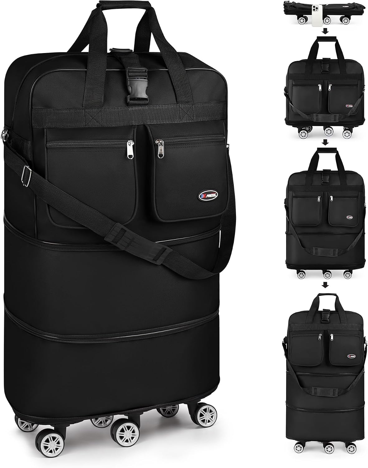 30''36''40''Rolling Duffle Bag with Wheels,Expandable Duffle Bag for Travel for Men Women,Foldable#40''Grey