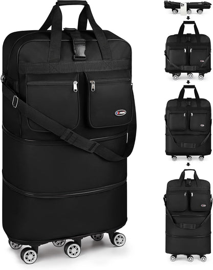 30''36''40''Rolling Duffle Bag with Wheels,Expandable Duffle Bag for Travel for Men Women,Foldable#40''Grey