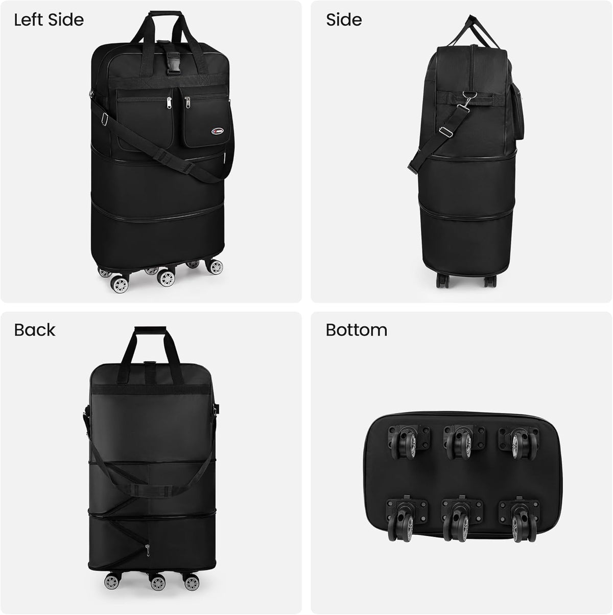30''36''40''Rolling Duffle Bag with Wheels,Expandable Duffle Bag for Travel for Men Women,Foldable#40''Grey