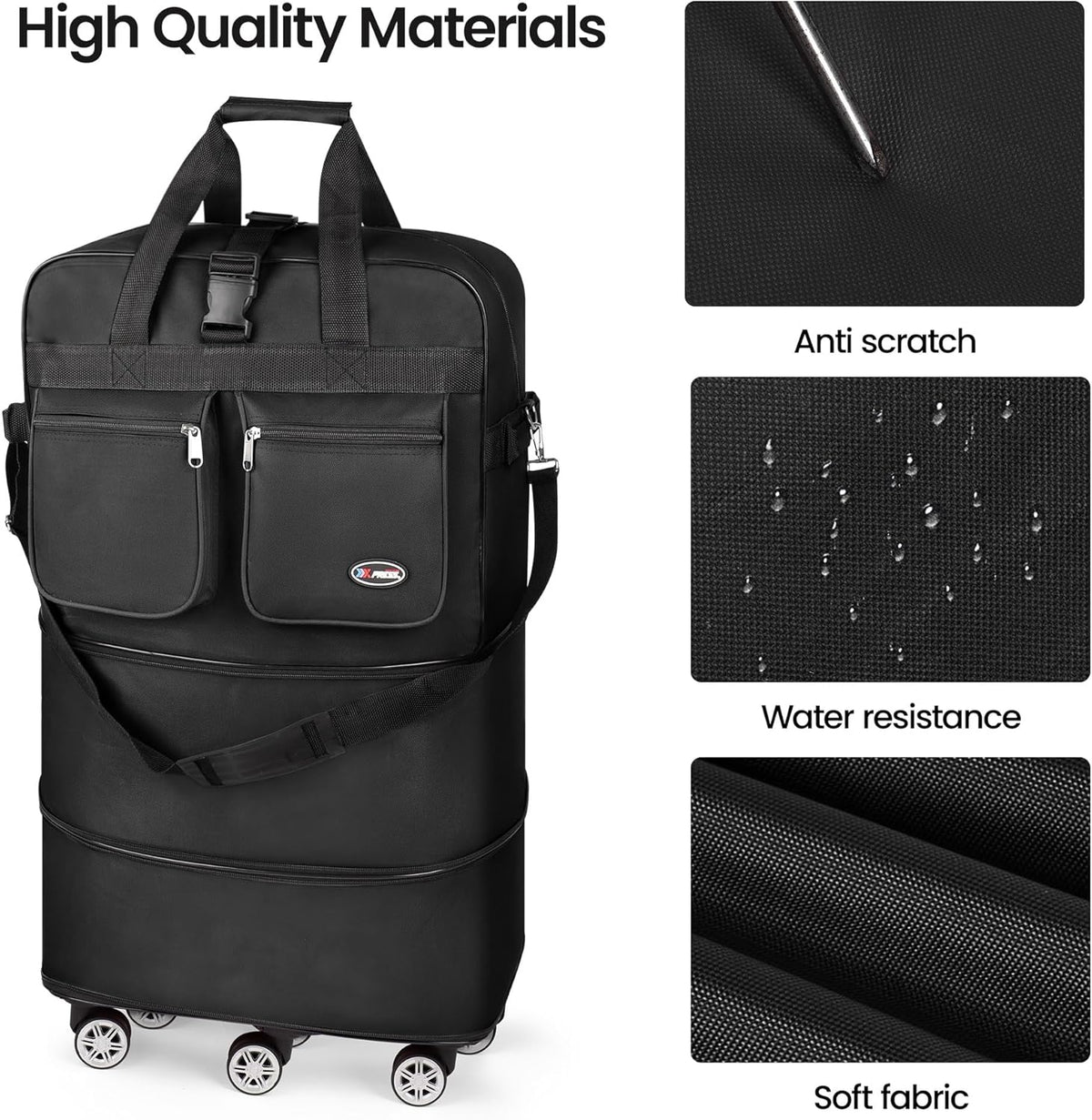 30''36''40''Rolling Duffle Bag with Wheels,Expandable Duffle Bag for Travel for Men Women,Foldable#40''Grey