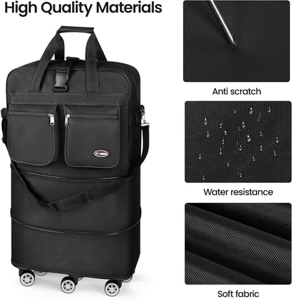 30''36''40''Rolling Duffle Bag with Wheels,Expandable Duffle Bag for Travel for Men Women,Foldable#40''Grey