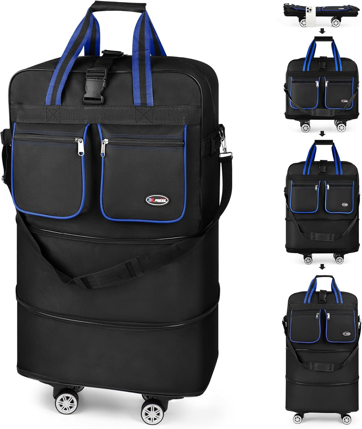 30''36''40''Rolling Duffle Bag with Wheels,Expandable Duffle Bag for Travel for Men Women,Foldable#40''Grey